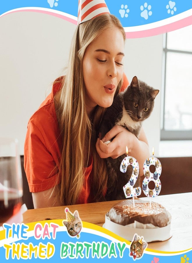 Conelist Cat Birthday Number Candles Cat Paw Print Themed Birthday Candles Paw Print Numeral Cupcake Topper for Cake Kitten Pet Theme Decorations Party Supplies(Number 8) - Image 5